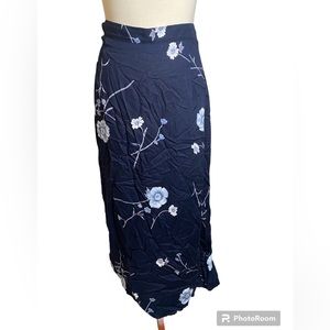 Vintage 90s Floral Maxi Skirt with Back Zipper